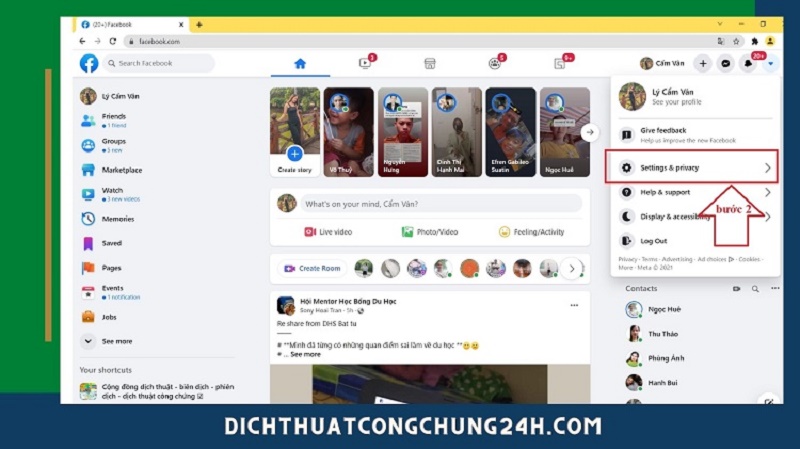 chuyển tiếng Anh sang tiếng Việt ở web facebook bước 2